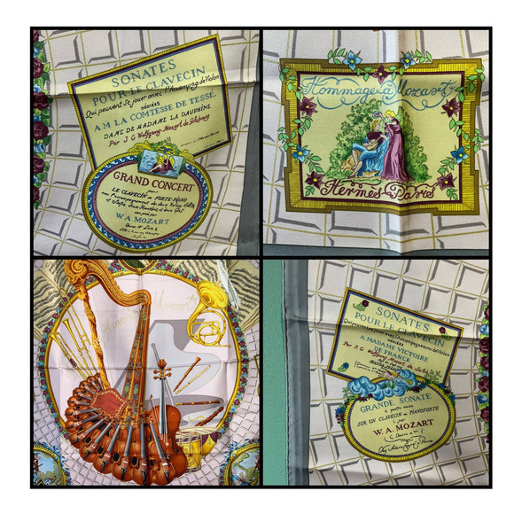 HERMES Hermès Silk Scarf  Hommage a Mozart Hermes Silk Scarf - Picture 4 of 16